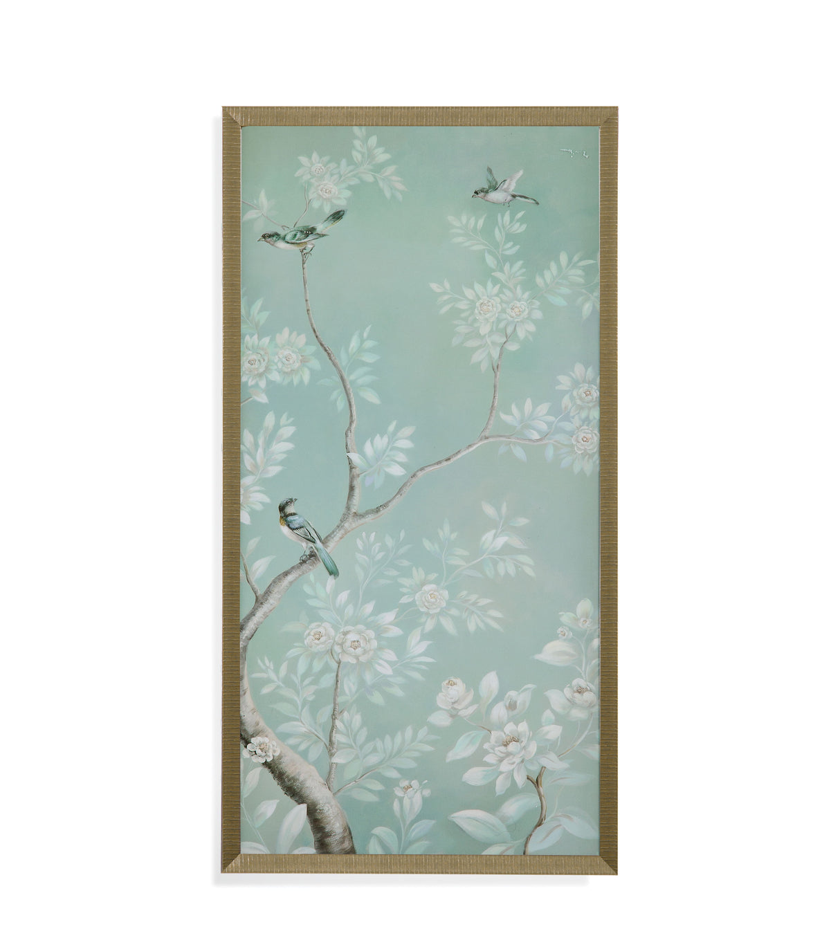 Birds & Flowers I - Framed Print - Light Blue