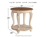 Realyn - White / Brown - Round End Table