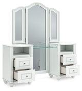 Kozlani - 3 Pc. - Vanity, Mirror And Stool - White