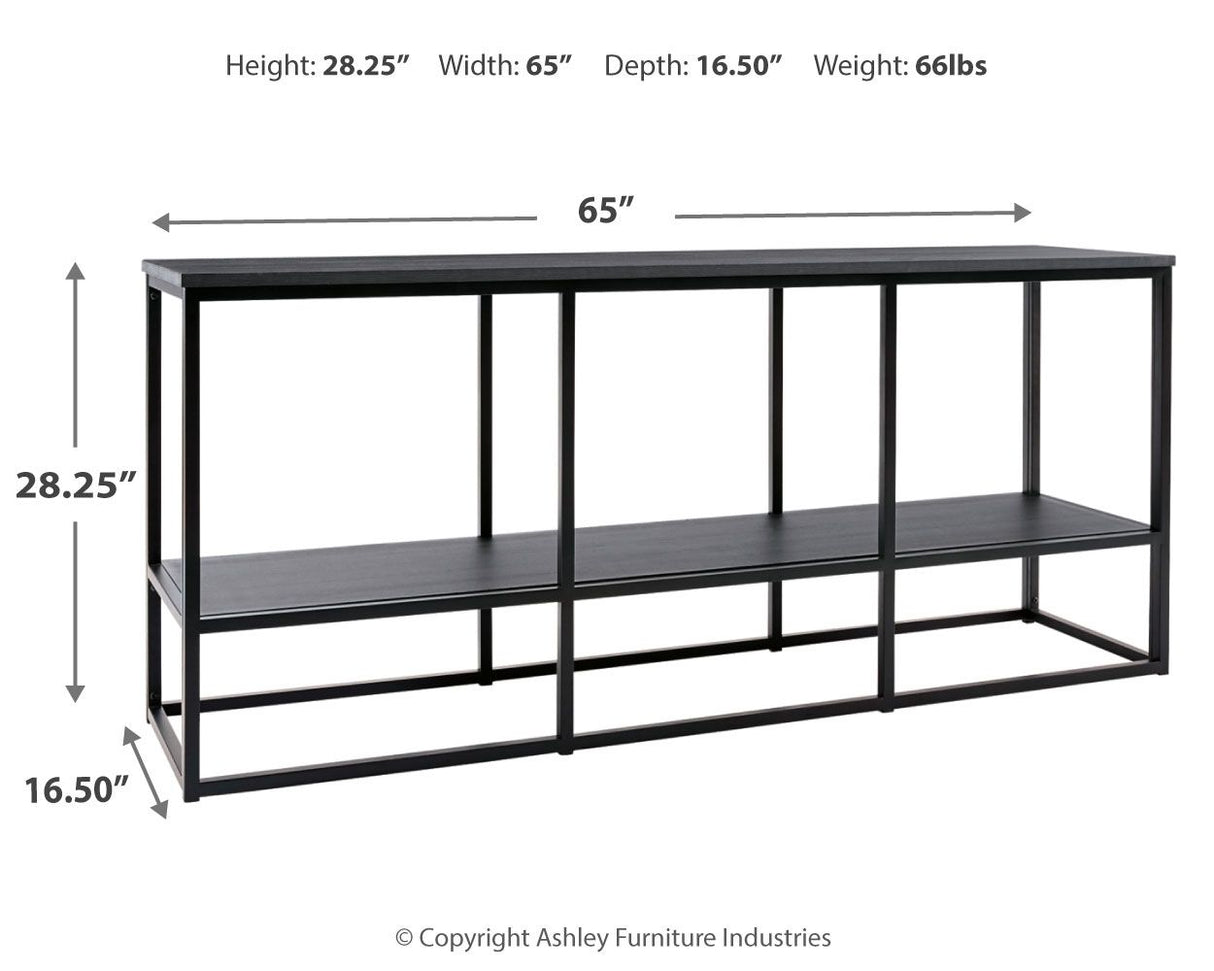 Yarlow - Black - Extra Large TV Stand - Open Shelves