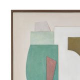 Layered Geometry Framed Canvas - Green