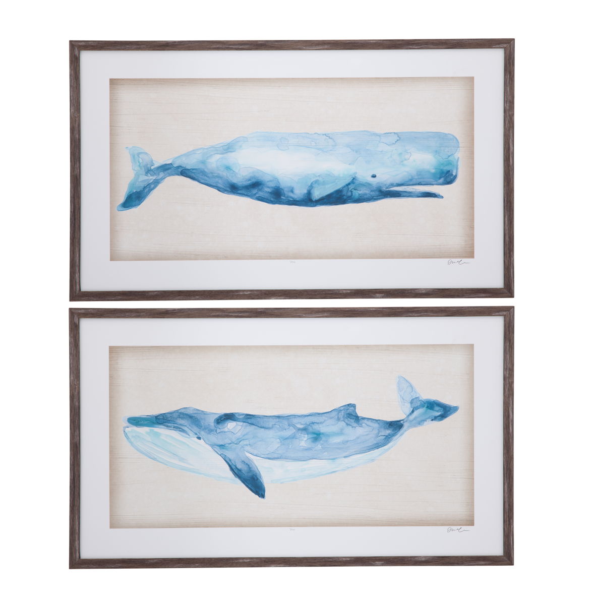 Rustic Whale - Wall Decor (Set of 2) - Light Blue