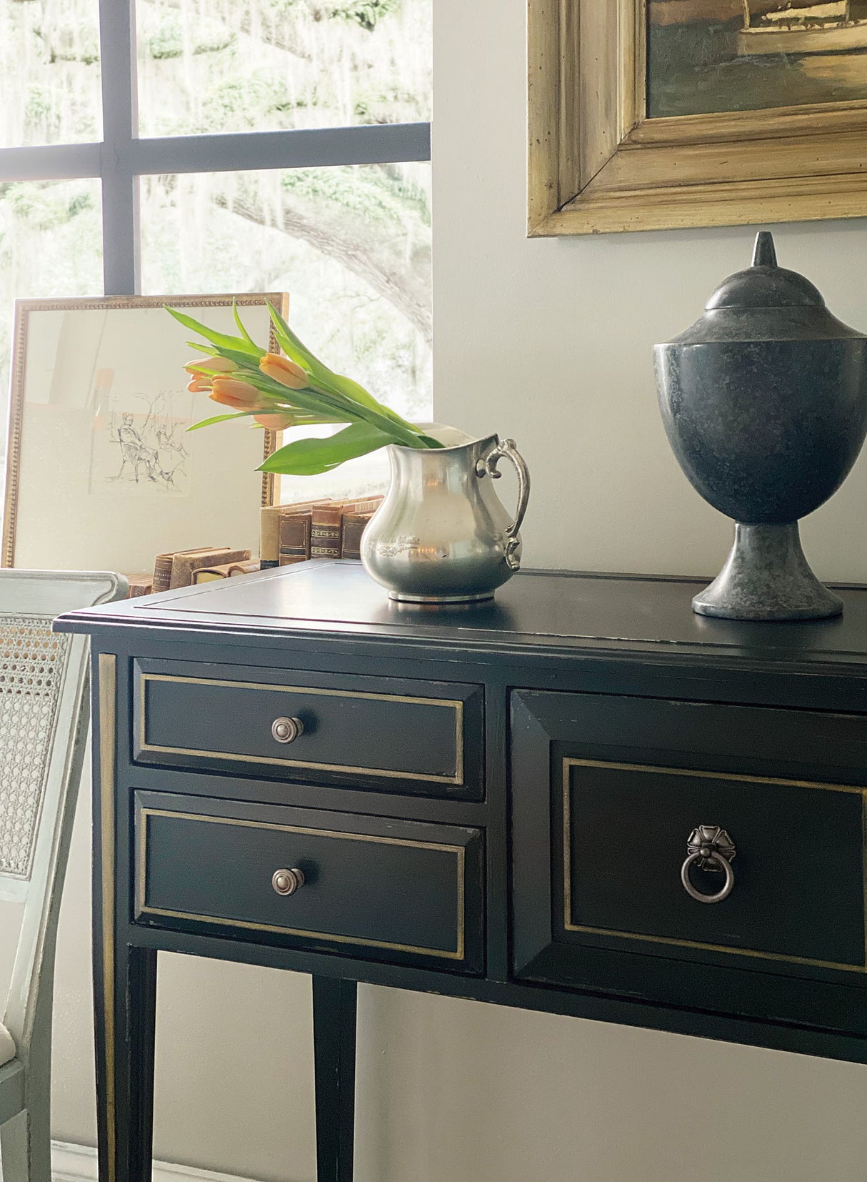 Charleston - Five-Drawer Console Table - Dark Green
