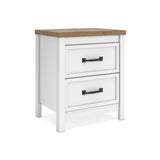 Kerisden - Two Drawer Night Stand - White / Brown