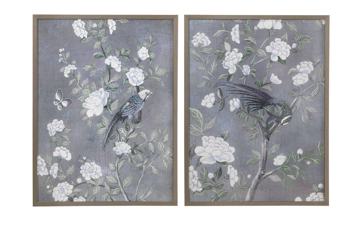 Birds & Blooms II Framed Print - Blue