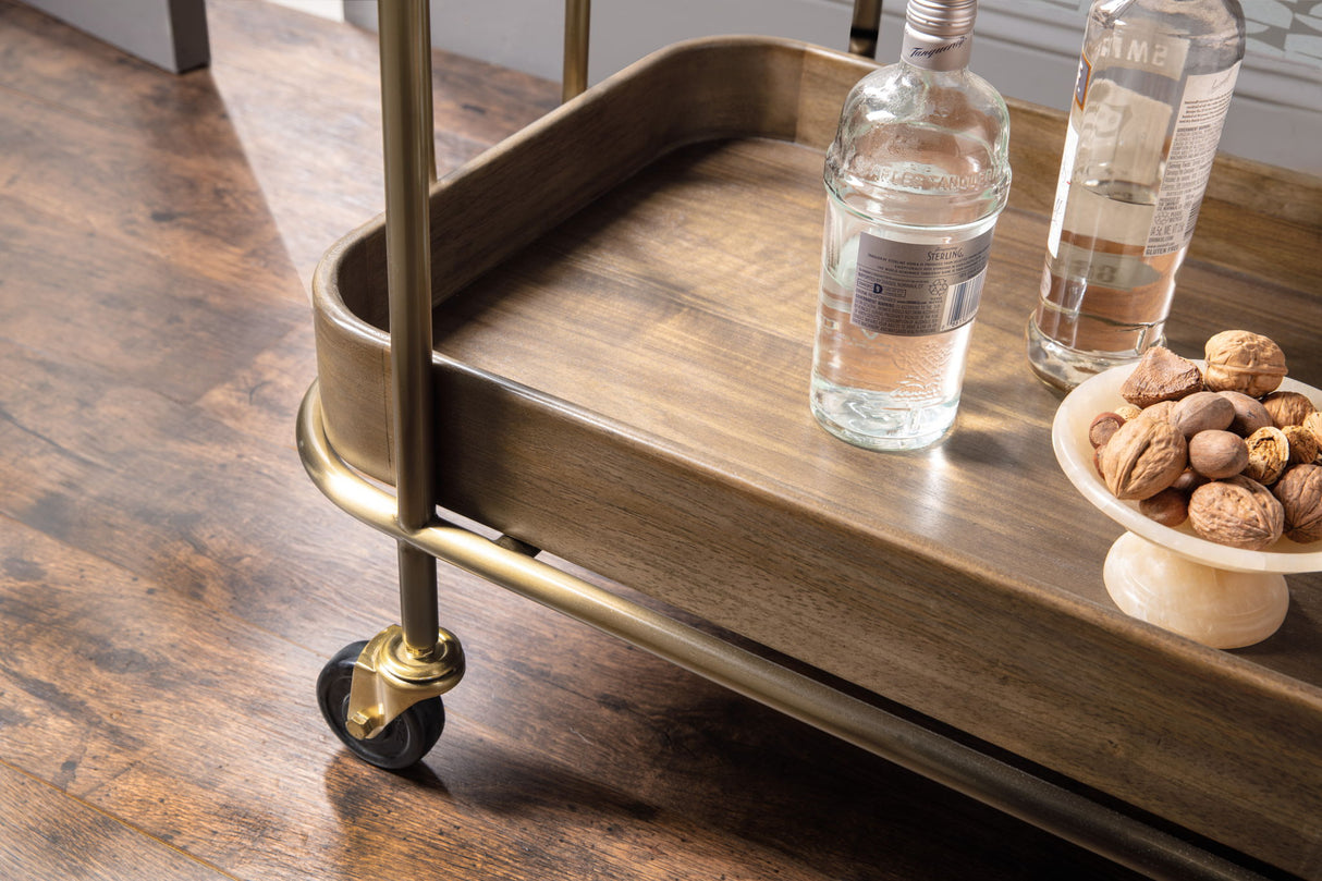 Commerce And Market - Walnut Wine and Bar Cart - Light Caramel