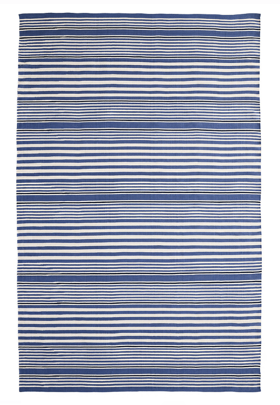 Rugby Stripe Denim Handwoven Outdoor Rug 8’ x 10’