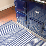 Rugby Stripe Denim Handwoven Outdoor Rug 8’ x 10’