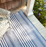 Rugby Stripe Denim Handwoven Outdoor Rug 8’ x 10’