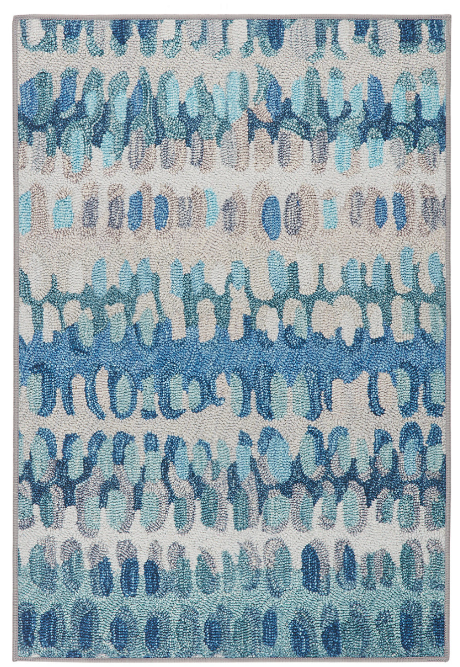 Paint Chip Blue Machine Washable Rug - 2' x 3'