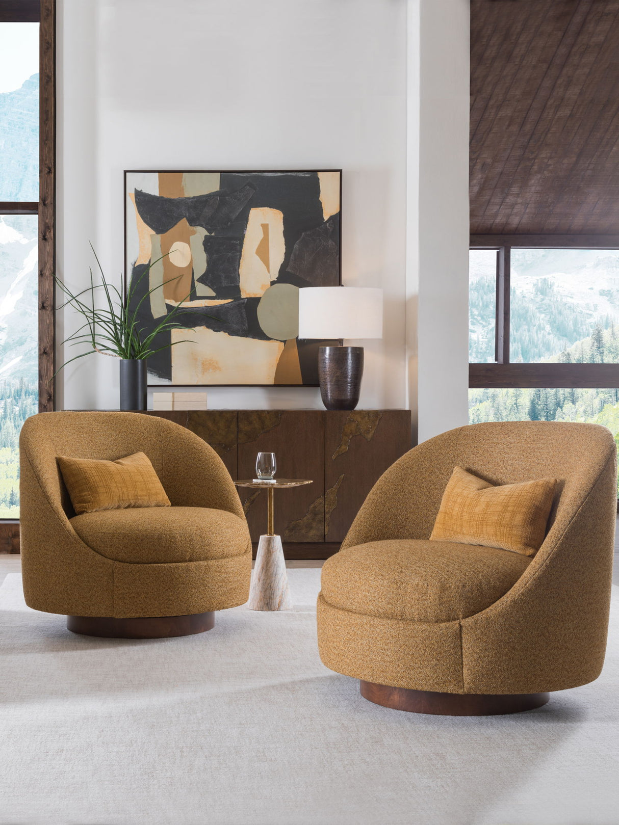 Artistica Upholstery - Genevieve Swivel Fabric Chair - White