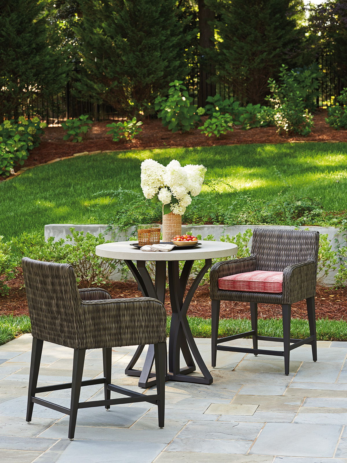 Cypress Point Ocean Terrace - Counter Stool - Dark Gray / Red