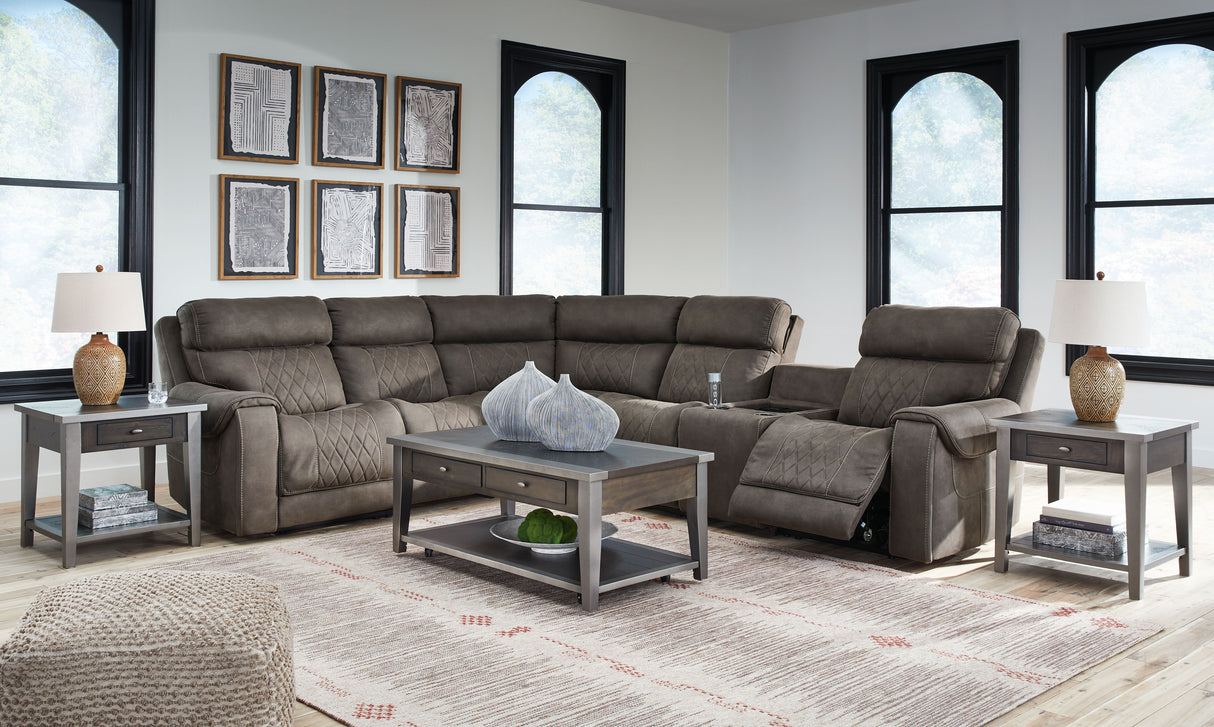 Hoopster - Gunmetal - Zero Wall Power Recliner With Console 6 Pc Sectional