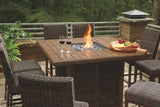 Chatham Railroad  - Medium Brown - Square Bar Table w/Fire Pit