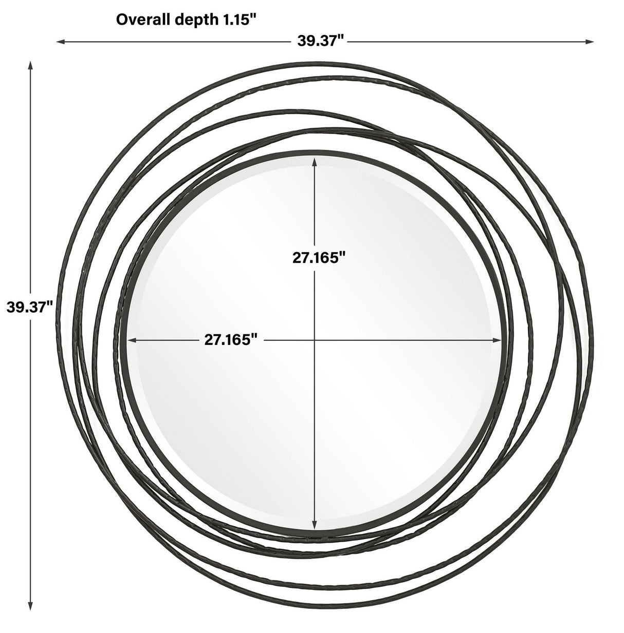 Whirlwind - Round Mirror - Black