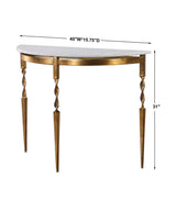 Imelda - Demilune Console Table - Gold & White