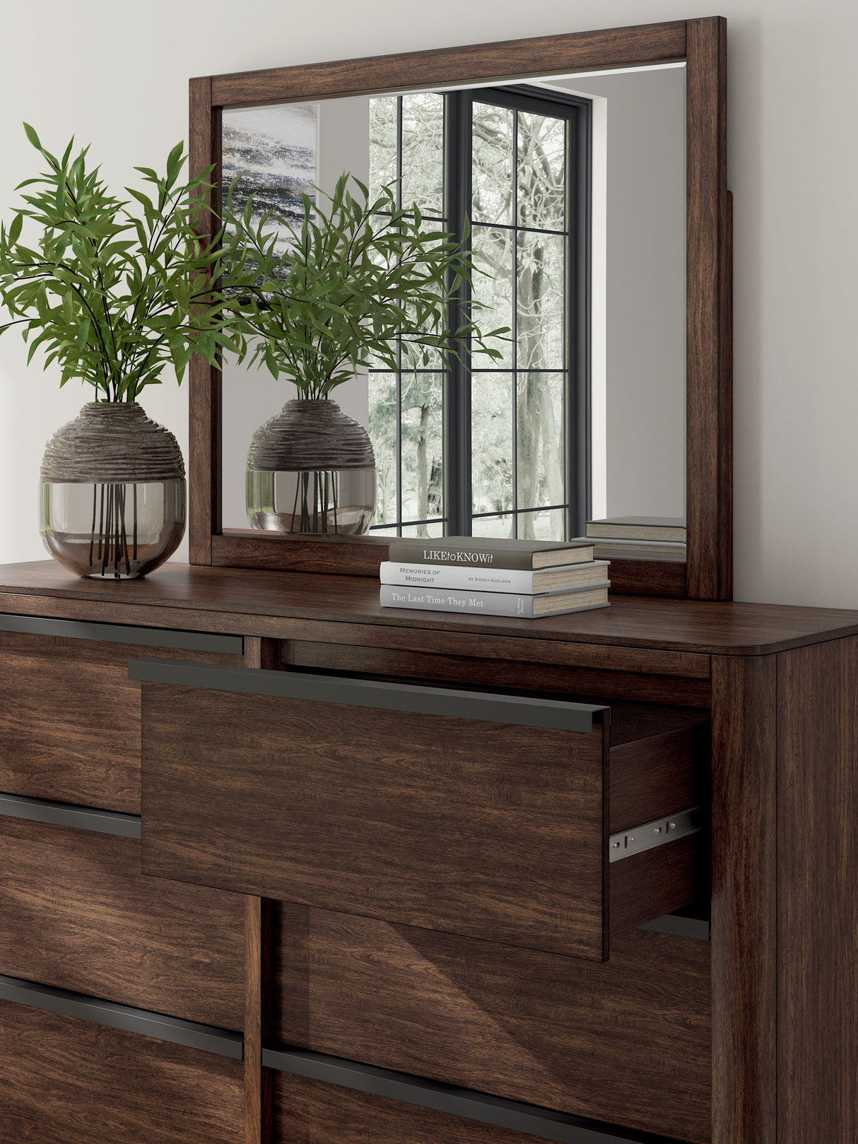 Dilenno - Dresser And Mirror - Dark Brown