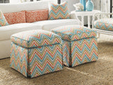Ivory Key - Half Moon Caye Ottoman - Blue / Orange