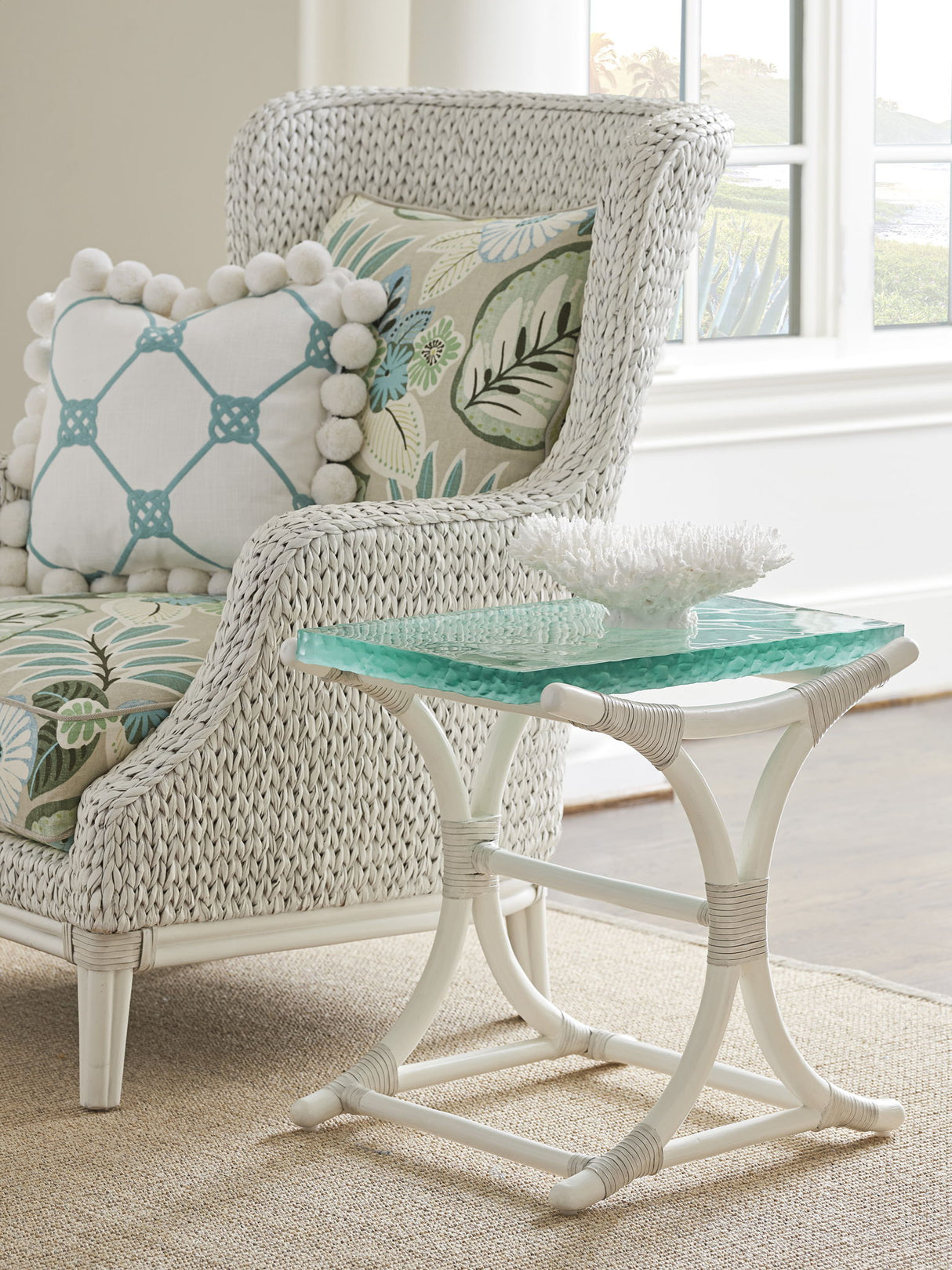 Ocean Breeze - Dania Sea Glass End Table - White