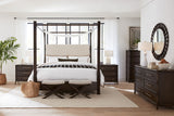 Retreat - Pole Rattan Upholstered Poster Bed With Canopy