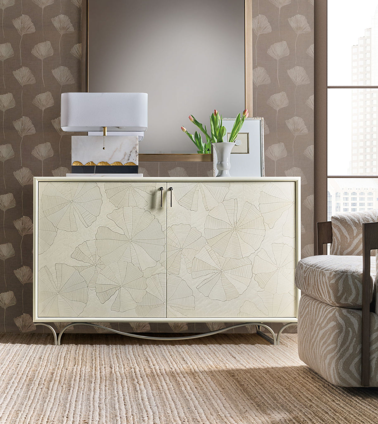 Melange - White Lotus Hall Chest - White