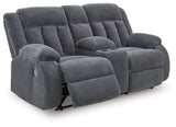 Observation - Double Reclining Power Loveseat With Console - Steel