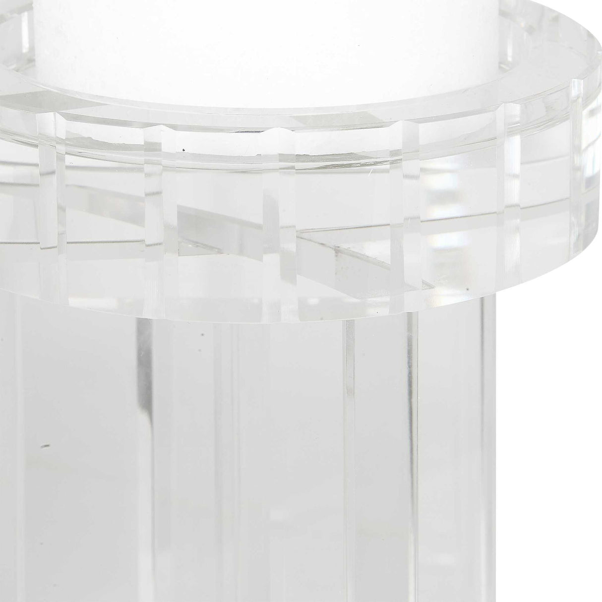 Crystal - Pillar Candleholders, Set Of 2 - Silver