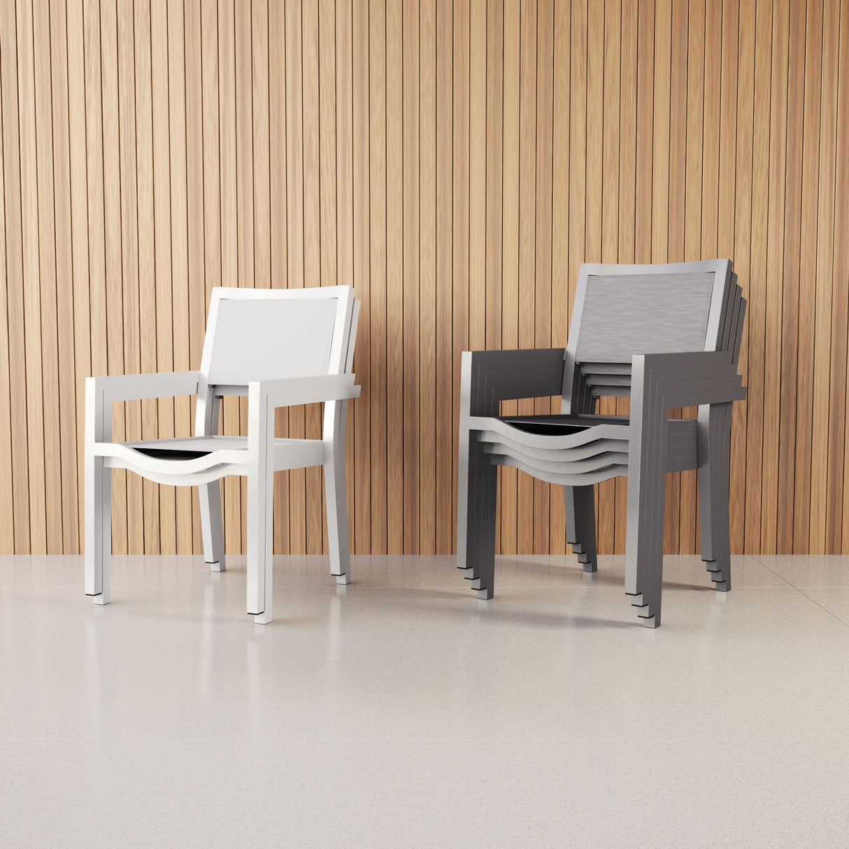 Vegas - Stackable Sling Dining Chair - Graphite