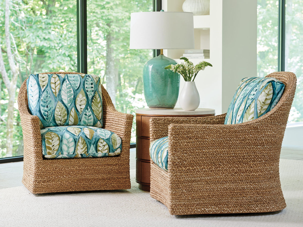 Palm Desert - Banning Raffia Round Lamp Table - Dark Brown