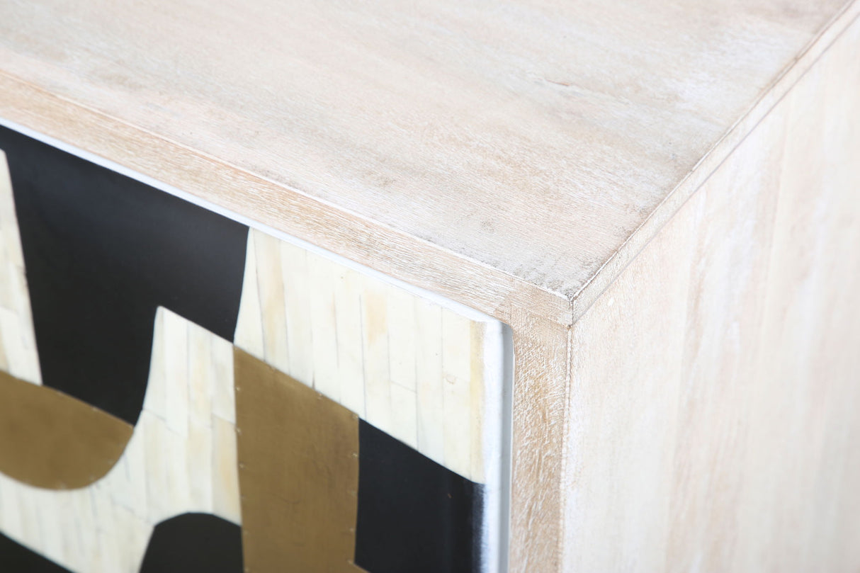 Xander - Server - White Wash Mango / Mosaic Ivory / Brass / Ebony