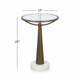 Delgado - Accent Table - Antique Brass / White Marble