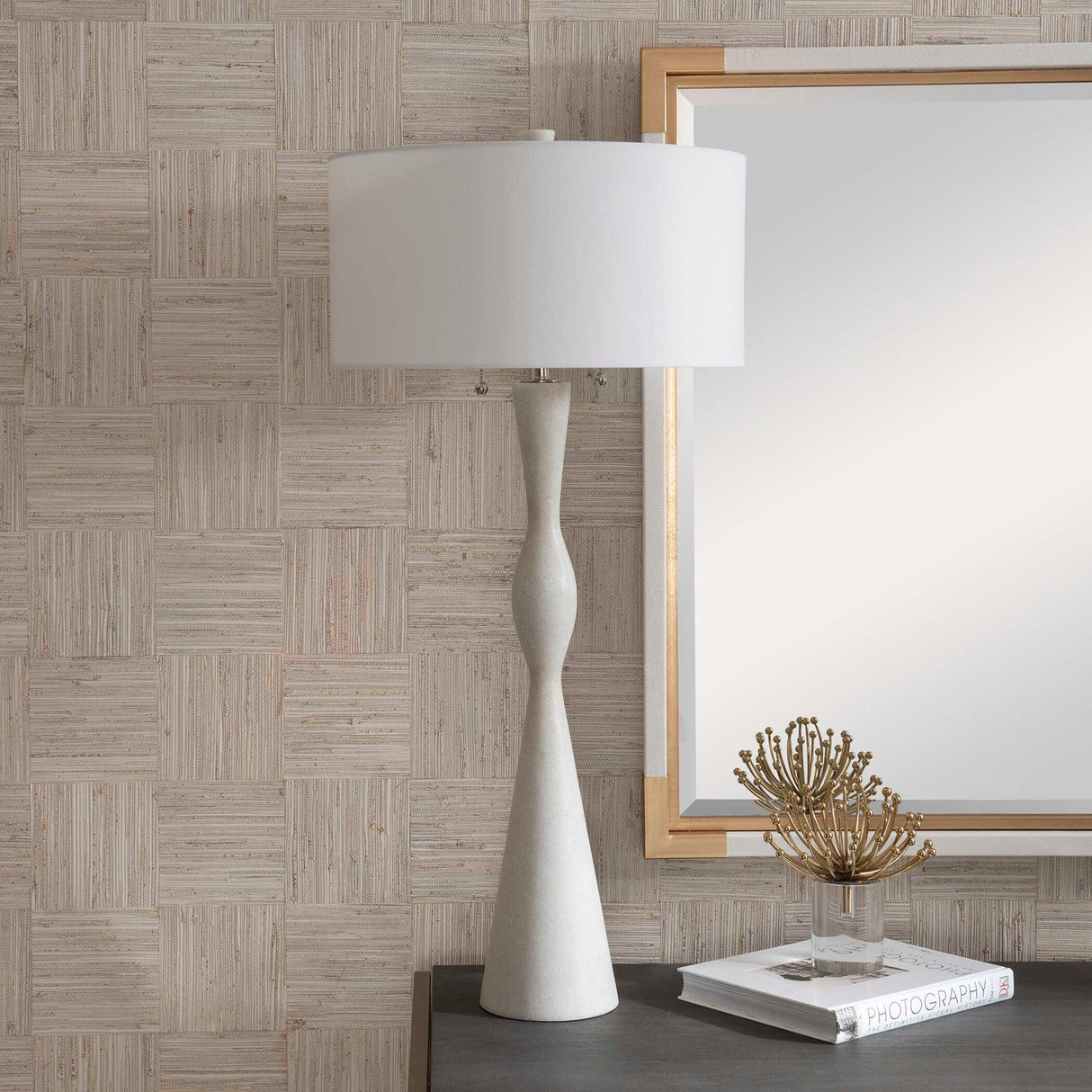 Sharma - Stone Table Lamp - White