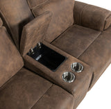 MS - Wheeler Power Console Loveseat With Power Headrest - Dark Brown