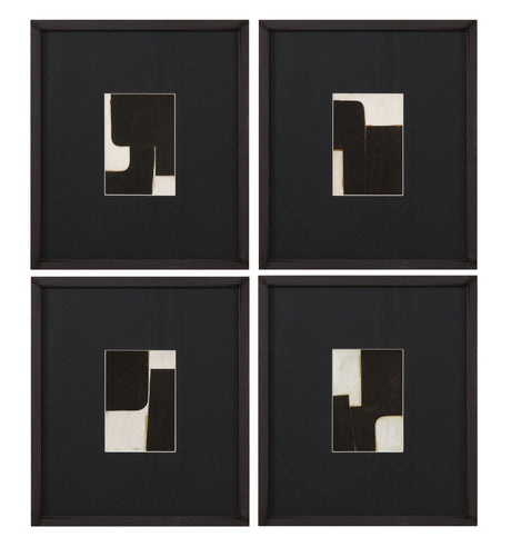Desert Fragments Framed Print (Set of 4) - Black, White