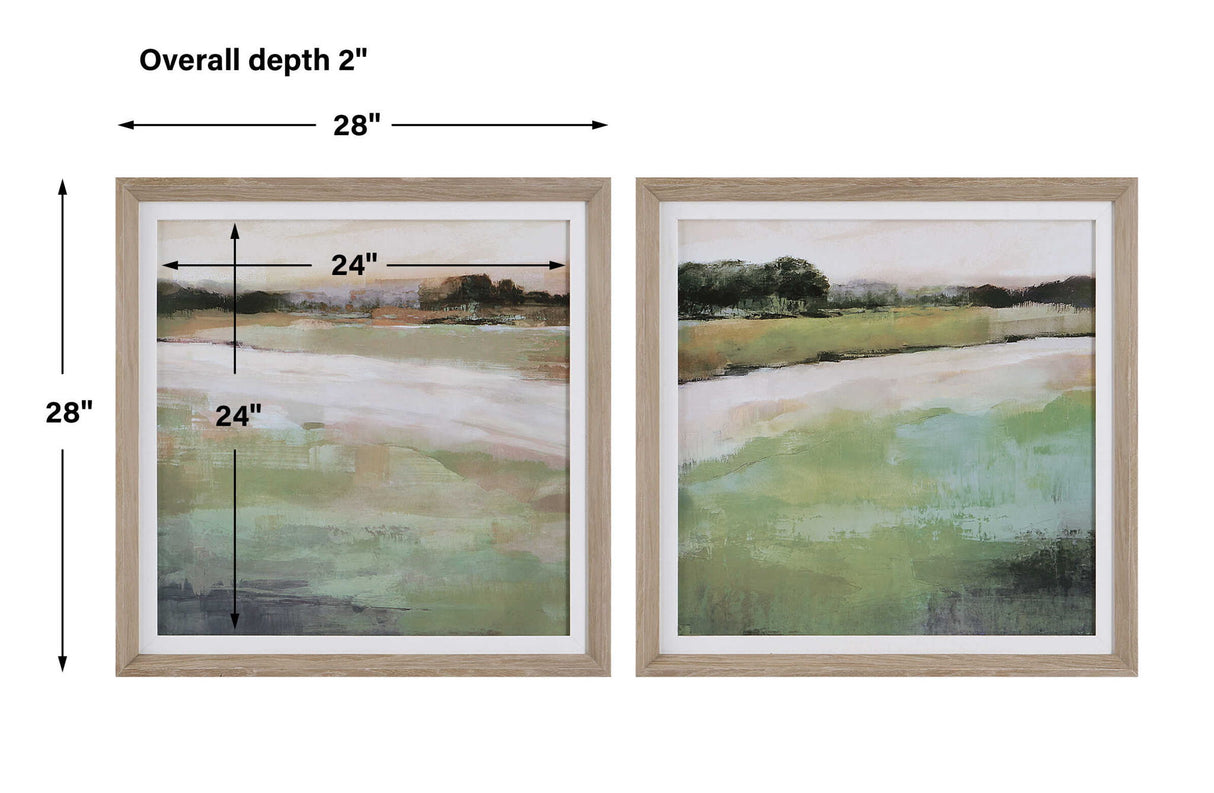 Vivid Vista - Framed Prints, Set Of 2 - Green