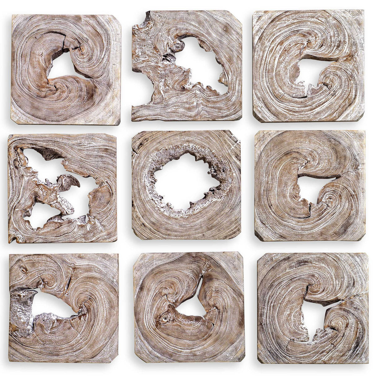 Bahati - Wood Wall Art, Set Of 9 - Light Brown