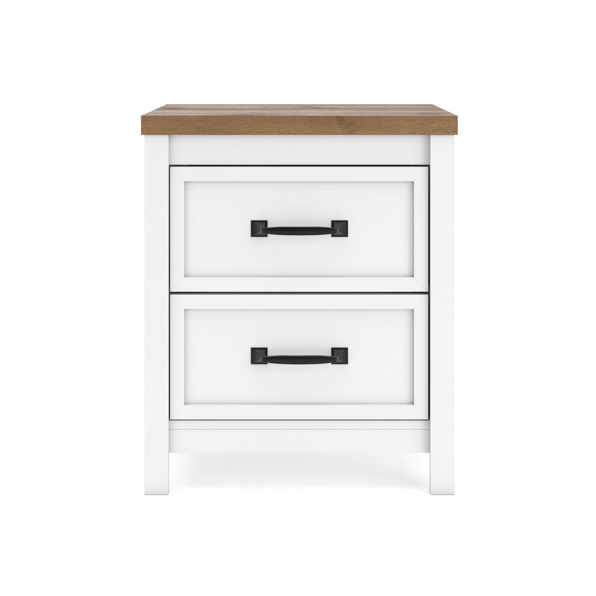 Kerisden - Two Drawer Night Stand - White / Brown