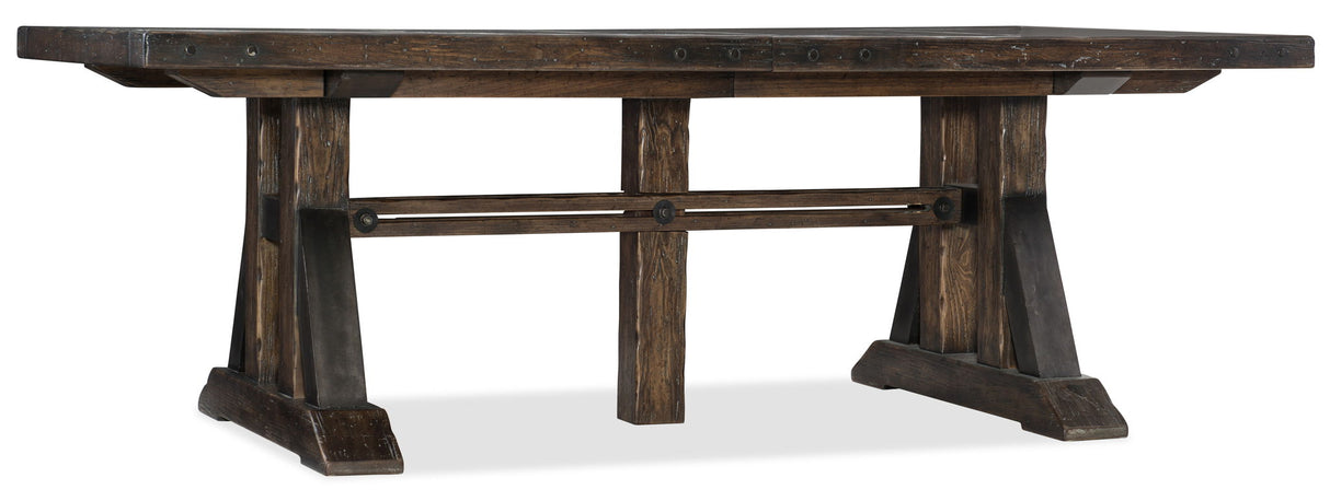 Roslyn County - Trestle Dining Table With Leaves - Dark Brown