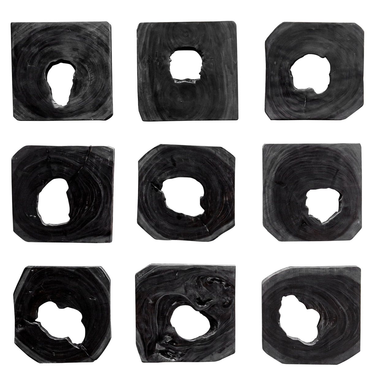 Bahati - Ebony Wood Wall Art, Set Of 9 - Black
