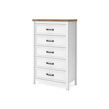 Kerisden - Five Drawer Chest - White / Brown
