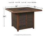 Chatham Railroad  - Medium Brown - Square Bar Table w/Fire Pit