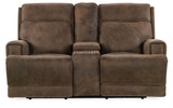 MS - Wheeler Power Console Loveseat With Power Headrest - Dark Brown