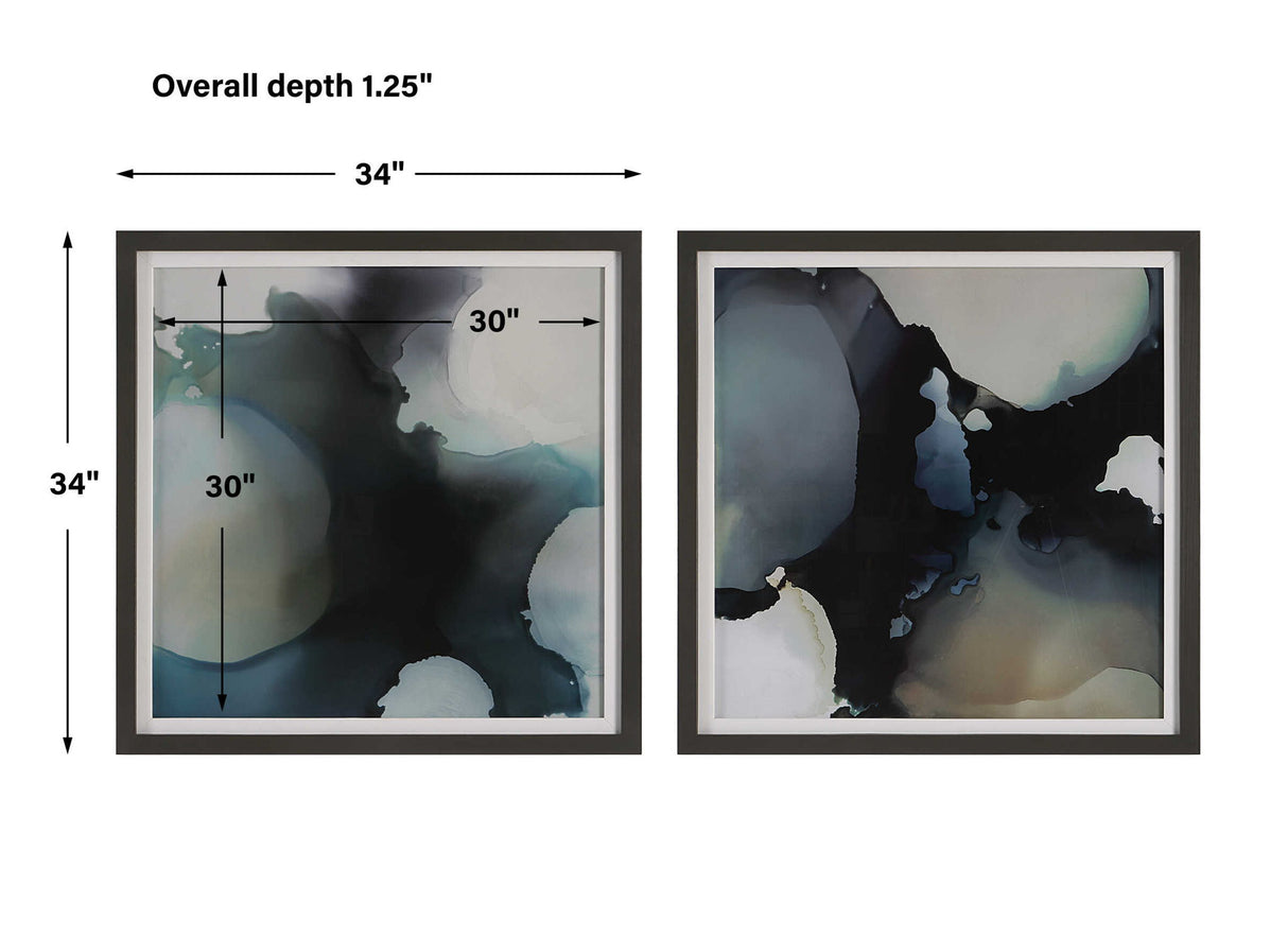 Telescopic Abstract - Framed Prints, Set Of 2 - Black