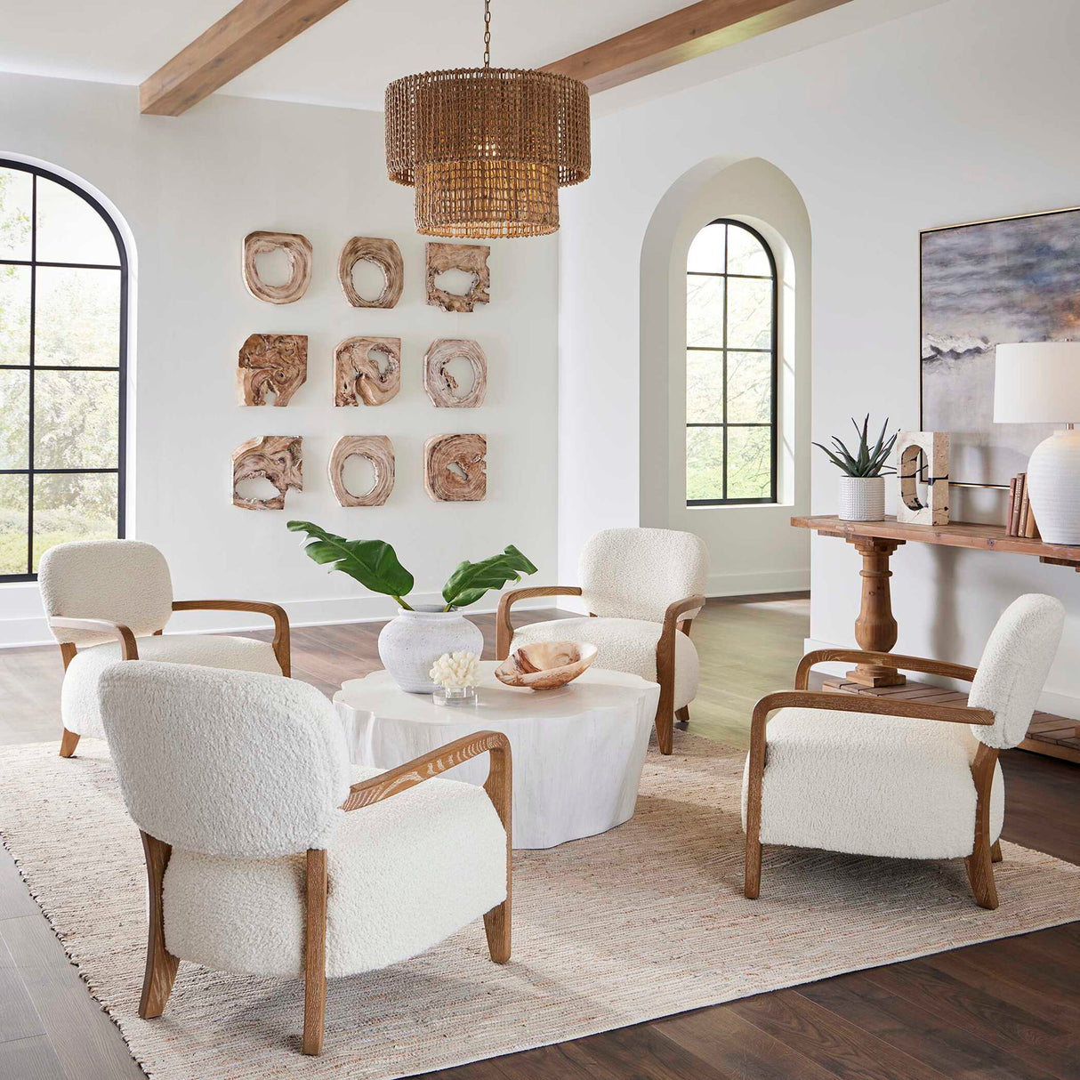 Bahati - Wood Wall Art, Set Of 9 - Light Brown