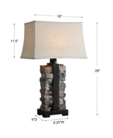Kodiak - Stacked Stone Lamp - Beige & Gray, Dark