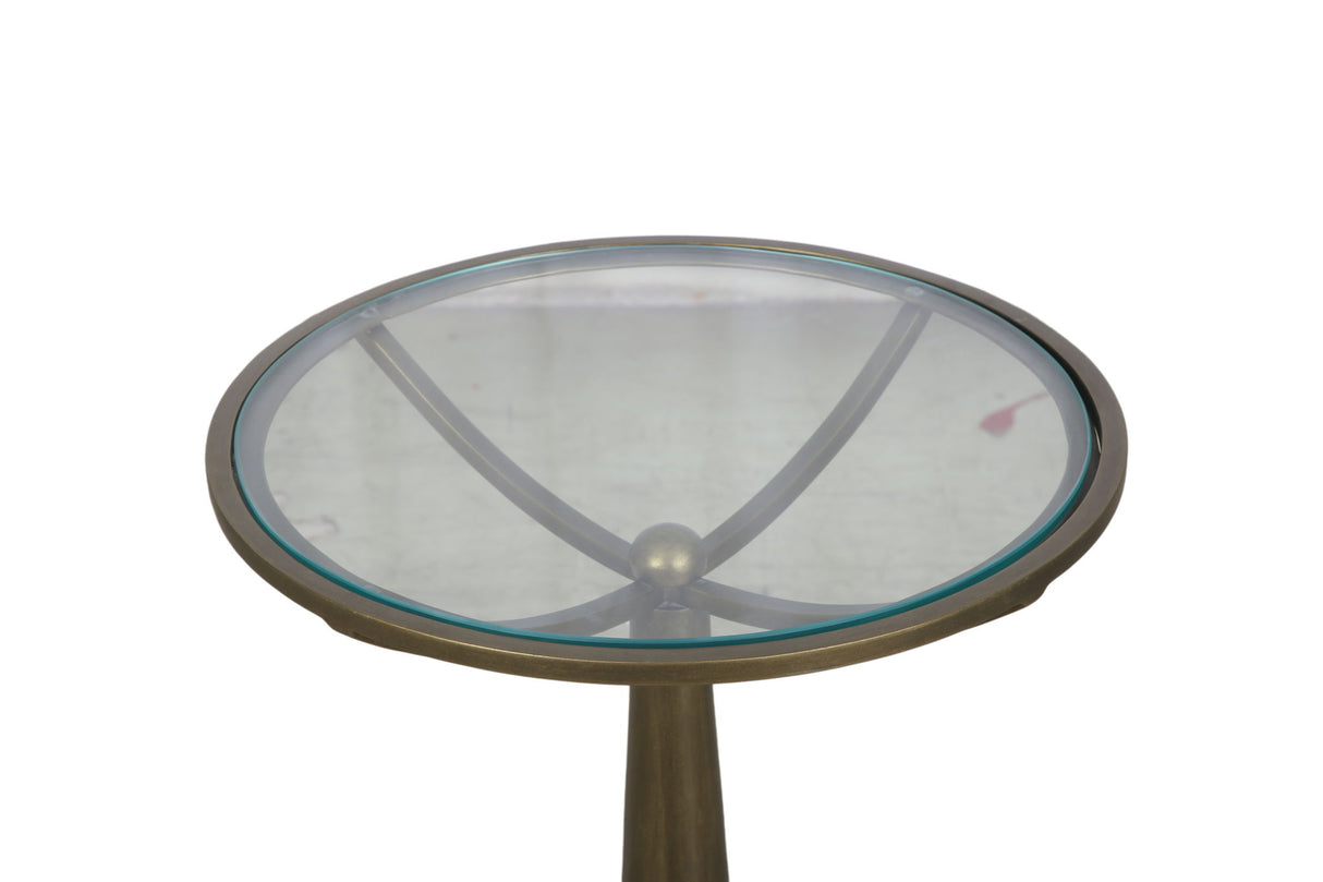 Delgado - Accent Table - Antique Brass / White Marble