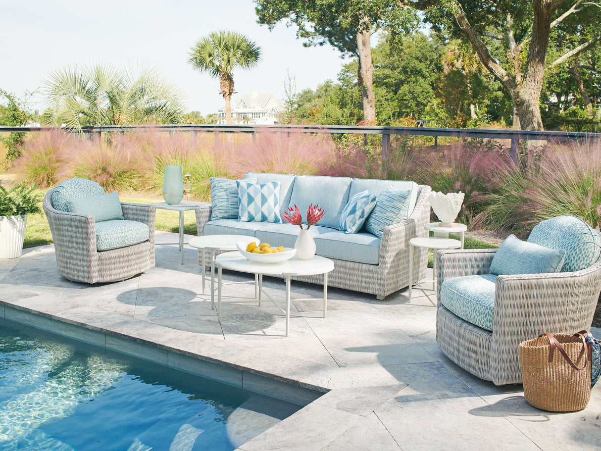 Seabrook - Swivel Lounge Chair - Beige / Blue