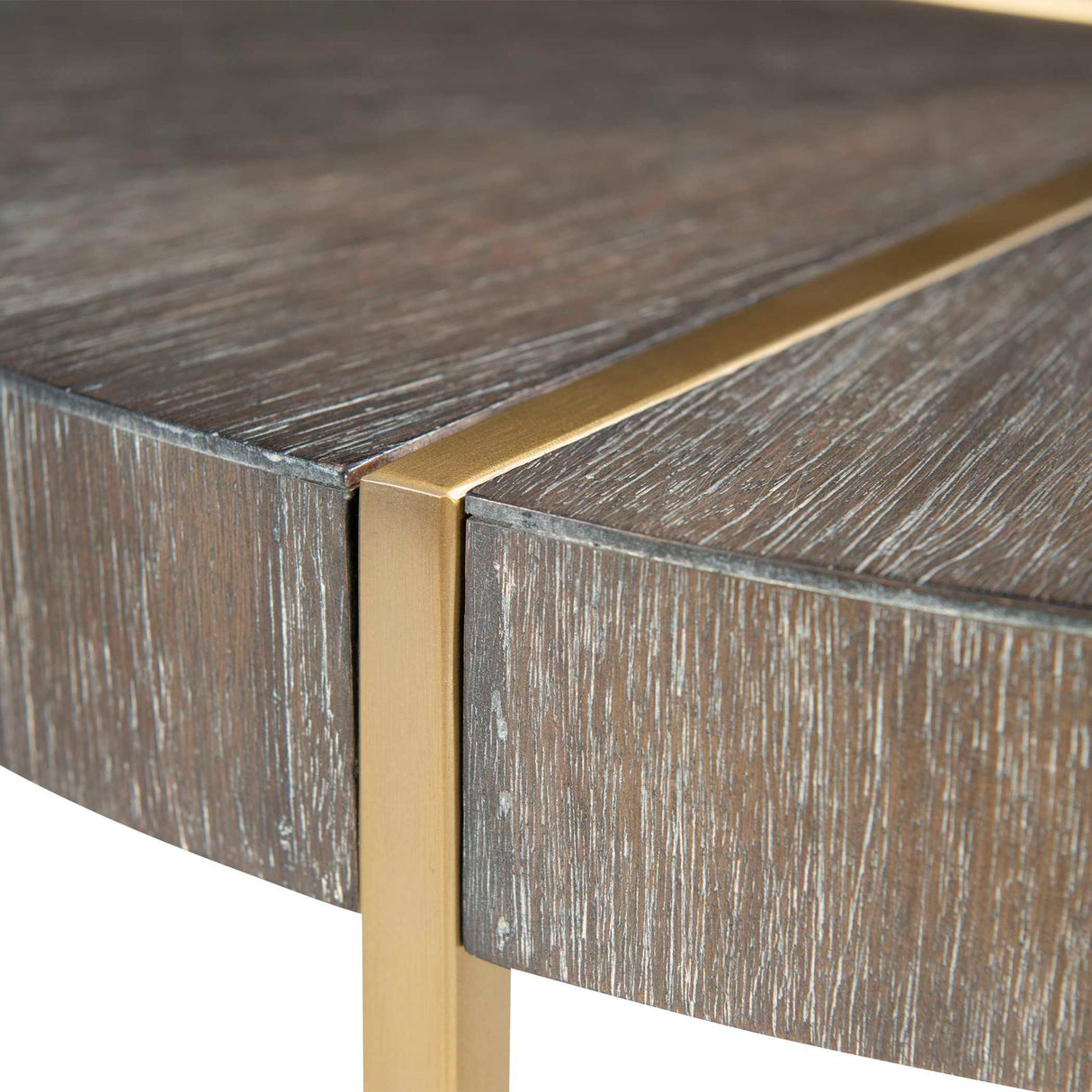 Taja - Round Accent Table - Brown, Dark & Gold