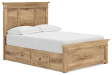 Makidern - Panel Storage Bed With 2 Under Bed Storage Units