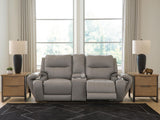 Real Moments - Power Reclining Loveseat With Audio Seating - Ash